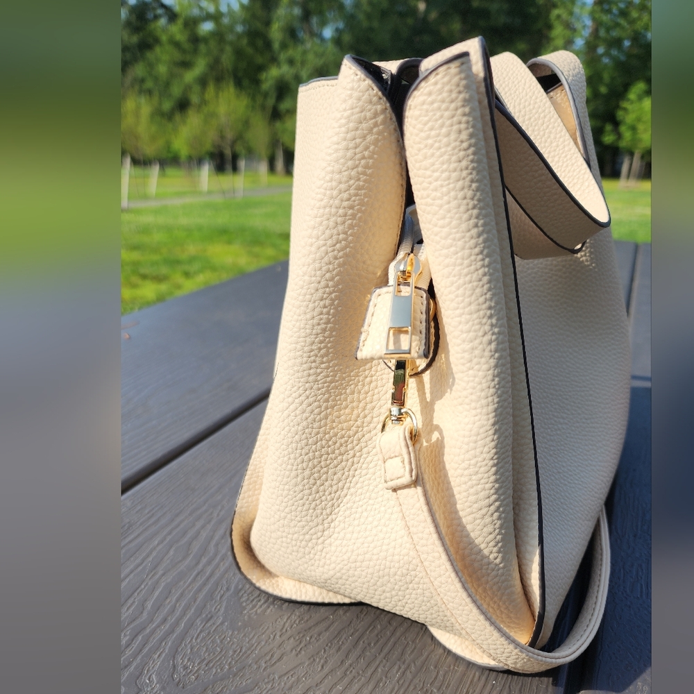 Kate Spade Cream Textured Tote Crossbody Bag New Without Tag - Picture 2 of 7